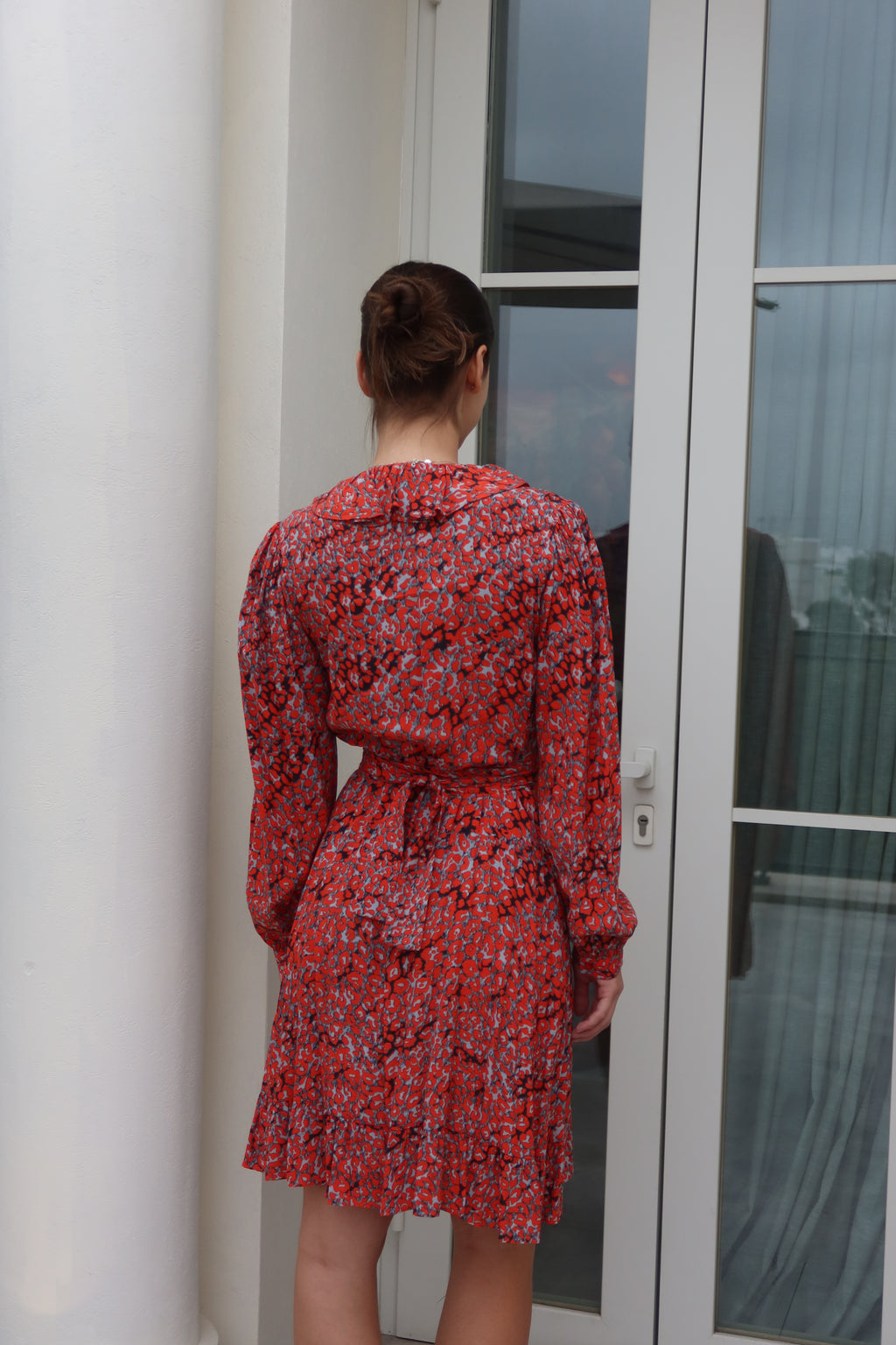 Maje Red Animal Print Wrap Dress