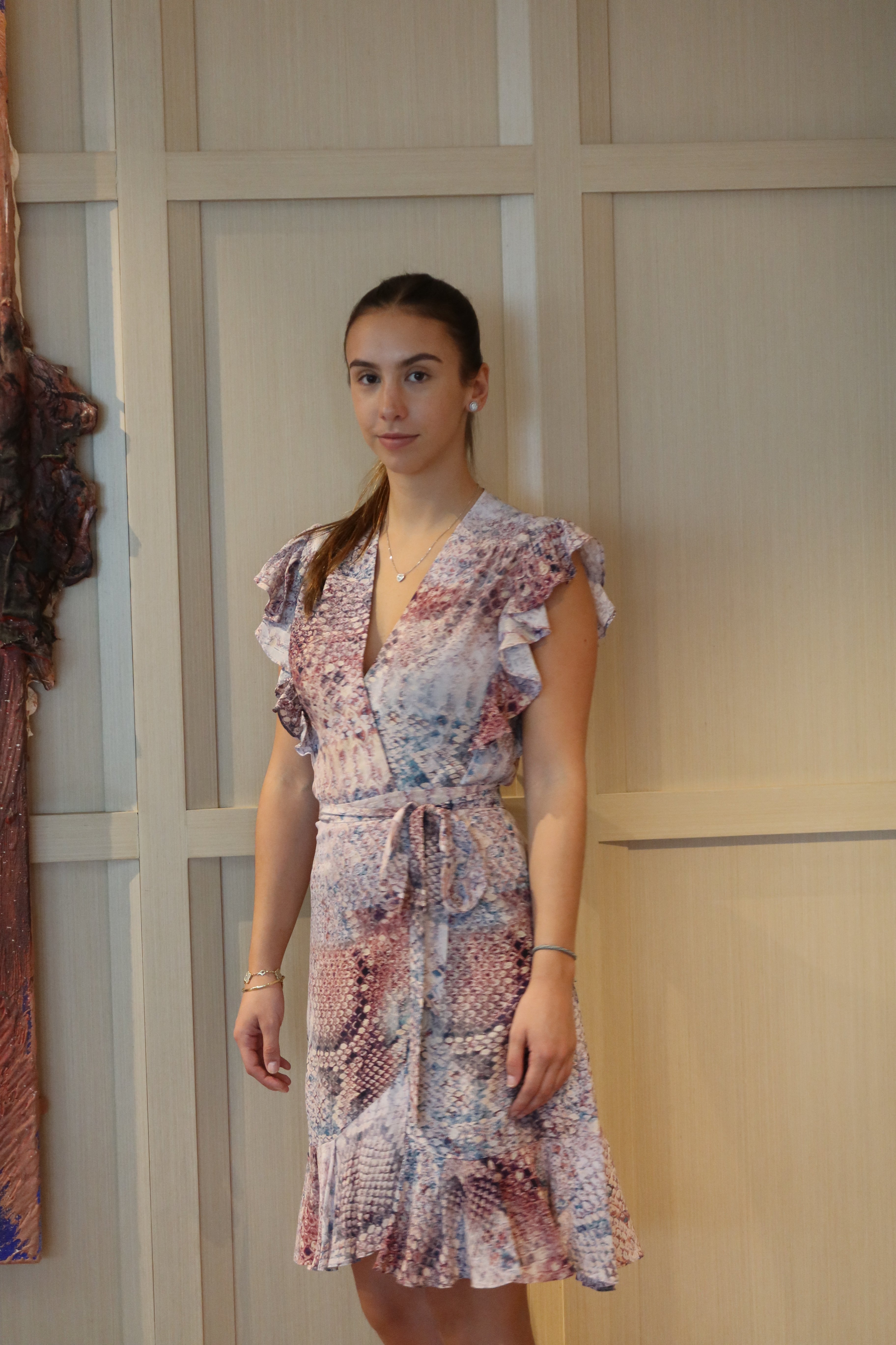 For All 7 Mankind Print Wrap Midi Dress