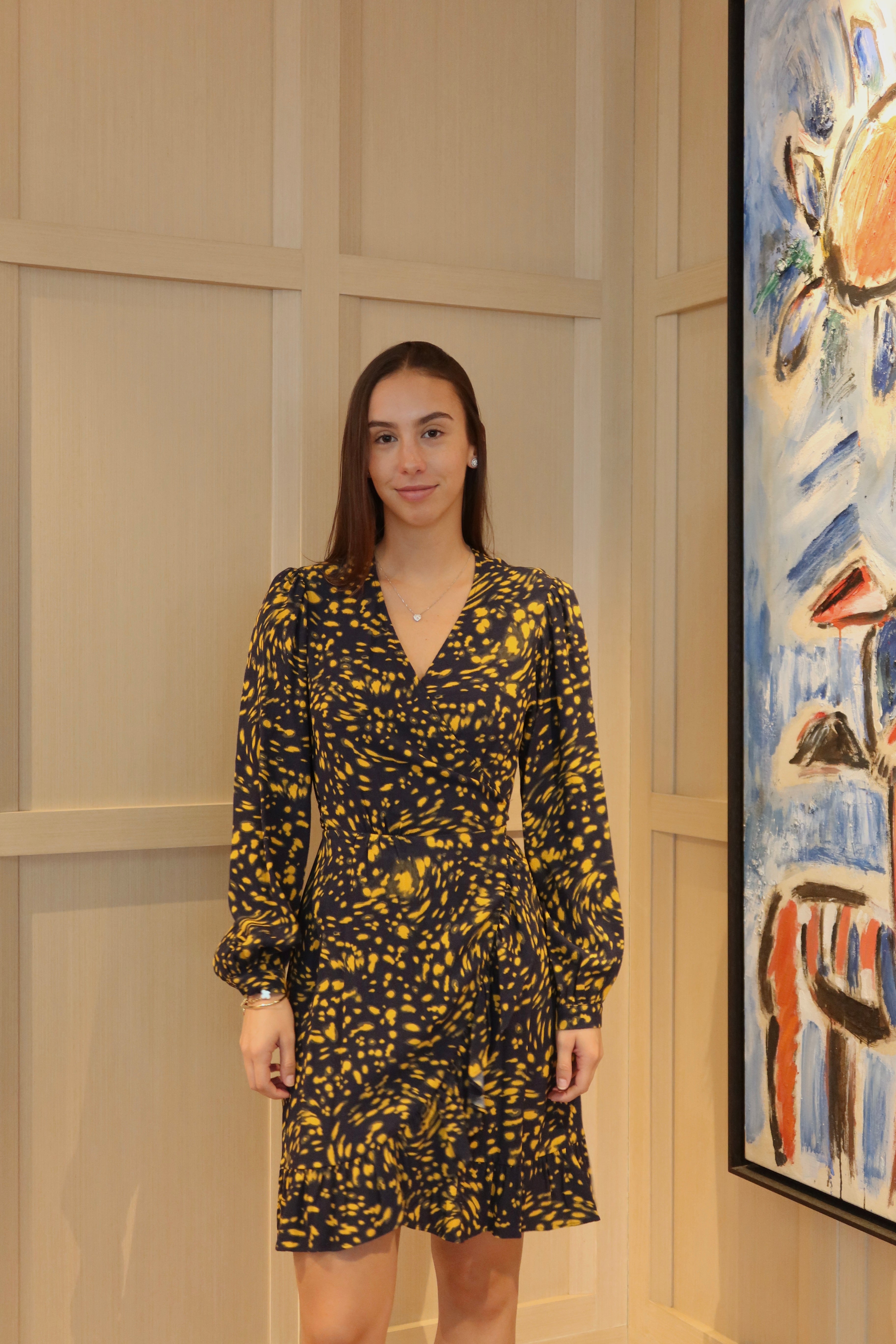 Maje Abstract Print Wrap Mini Dress