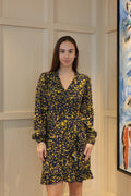 Maje Abstract Print Wrap Mini Dress