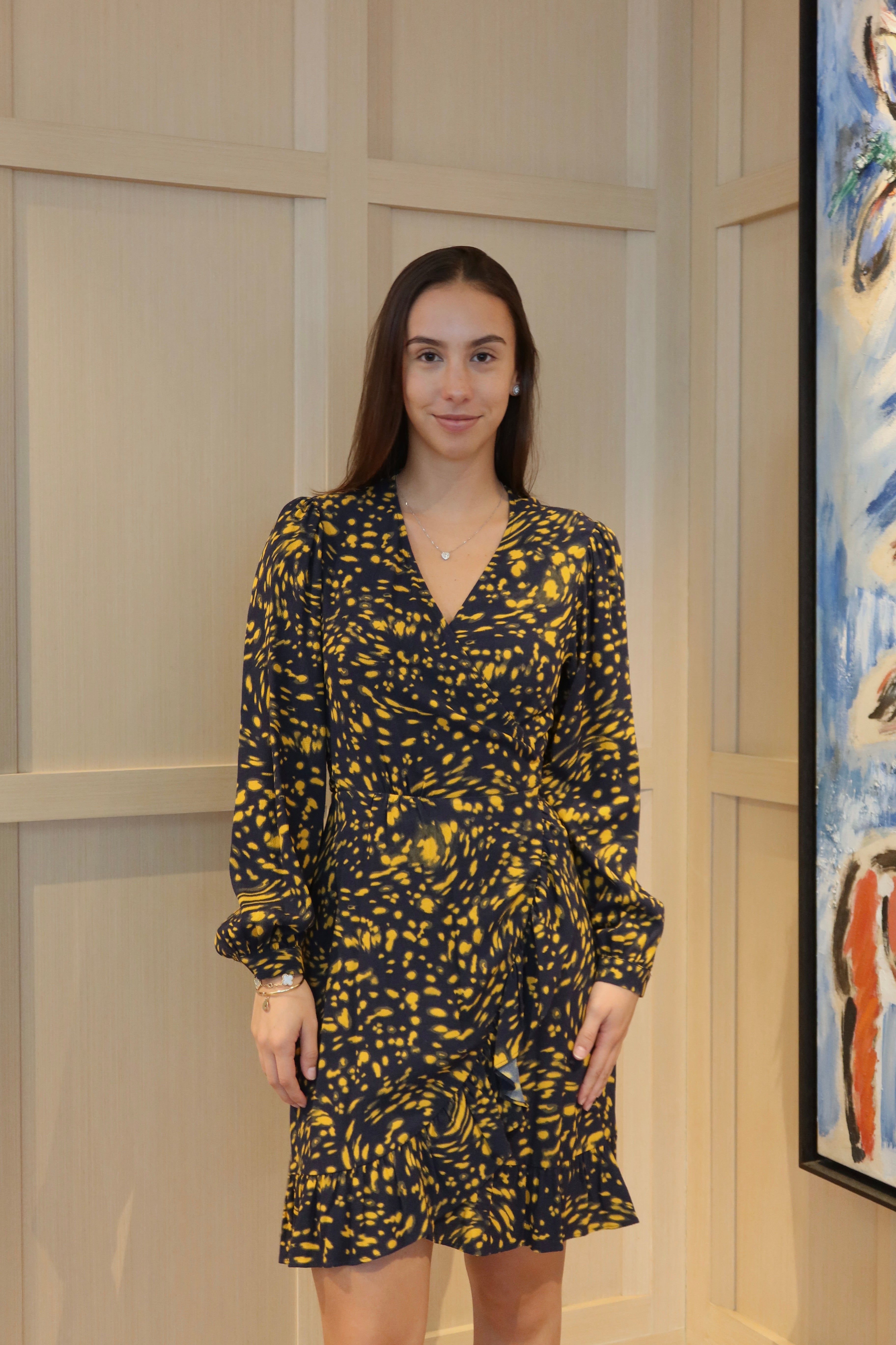 Maje Abstract Print Wrap Mini Dress