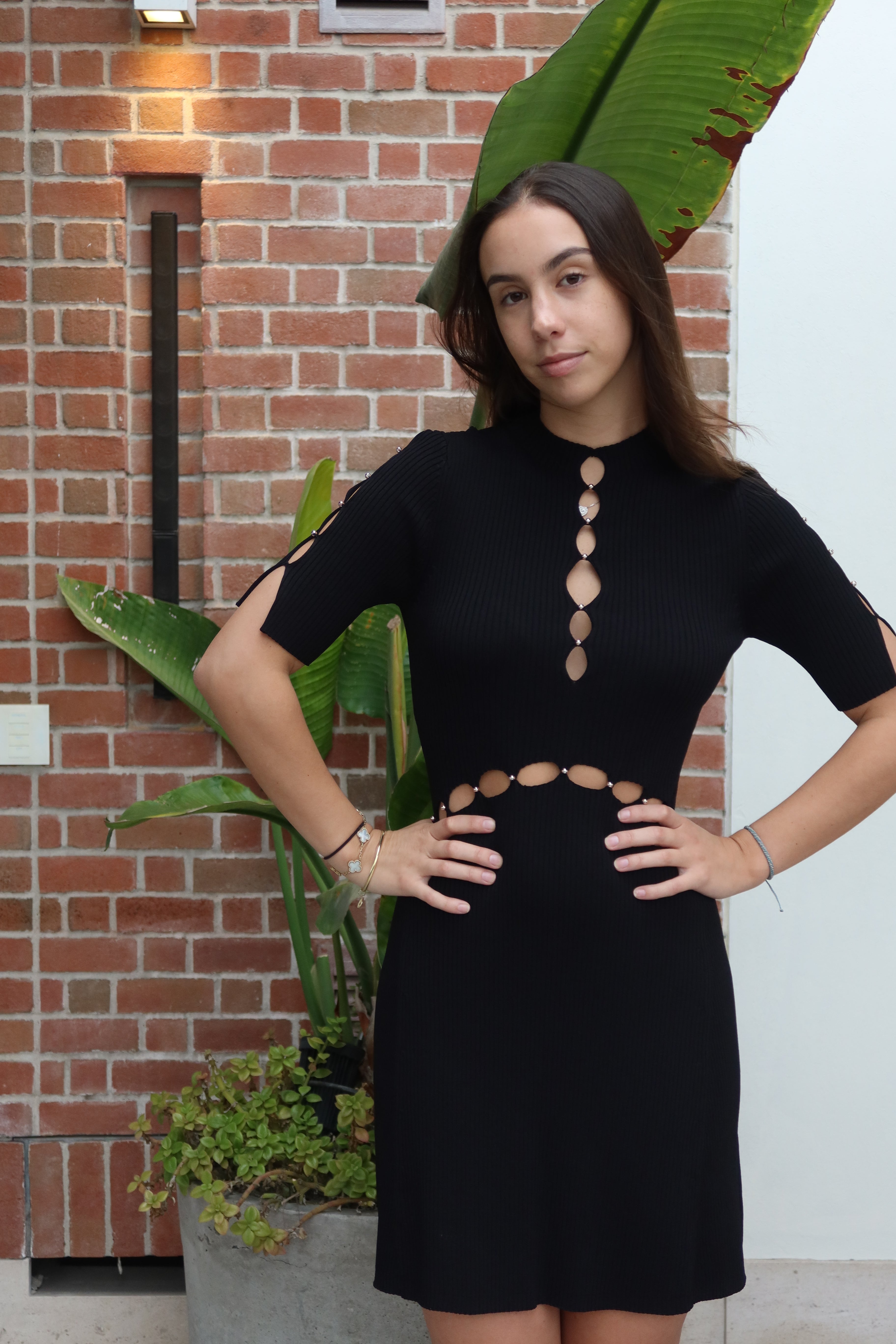 Maje Cutout Knit Mini Dress