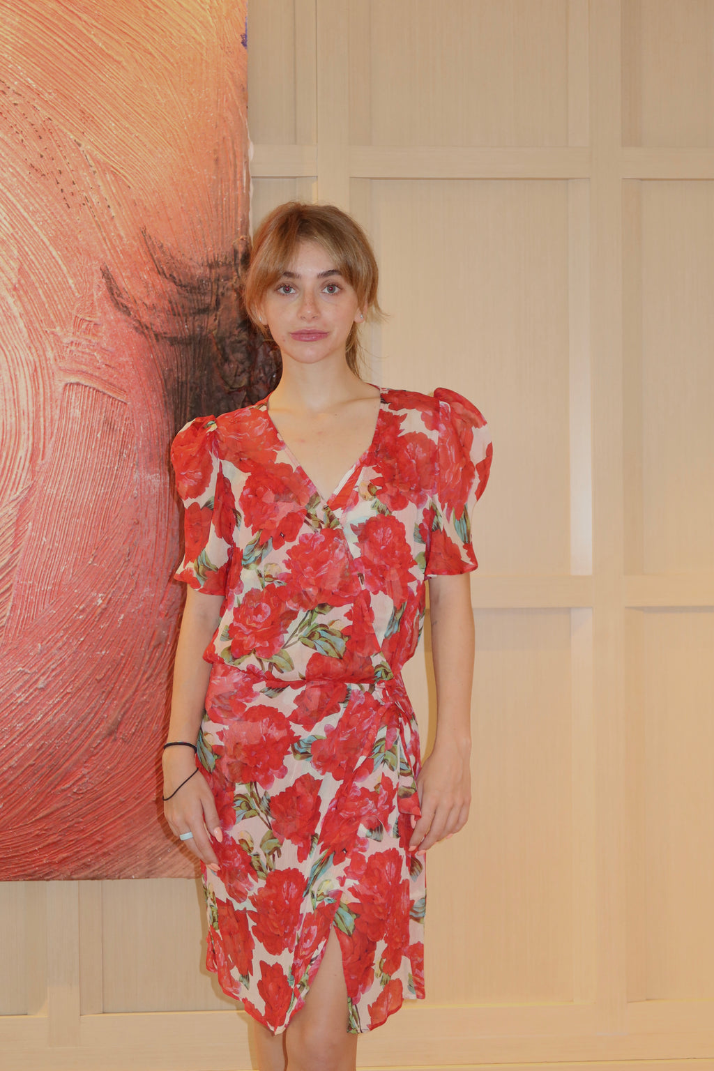 The Kooples Red Floral Wrap Dress