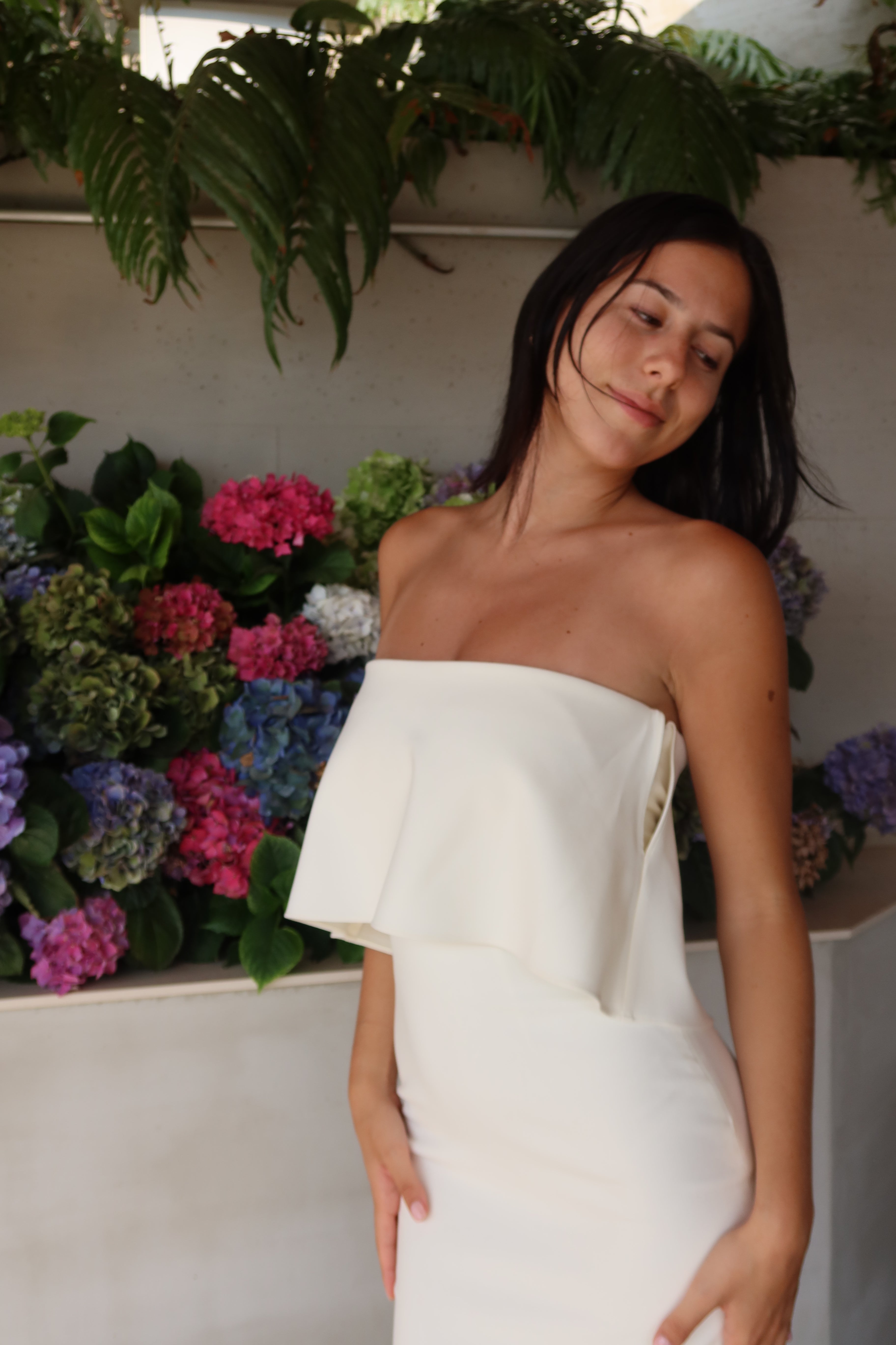 Vestido Midi Blanco Sin Tirantes de Likely