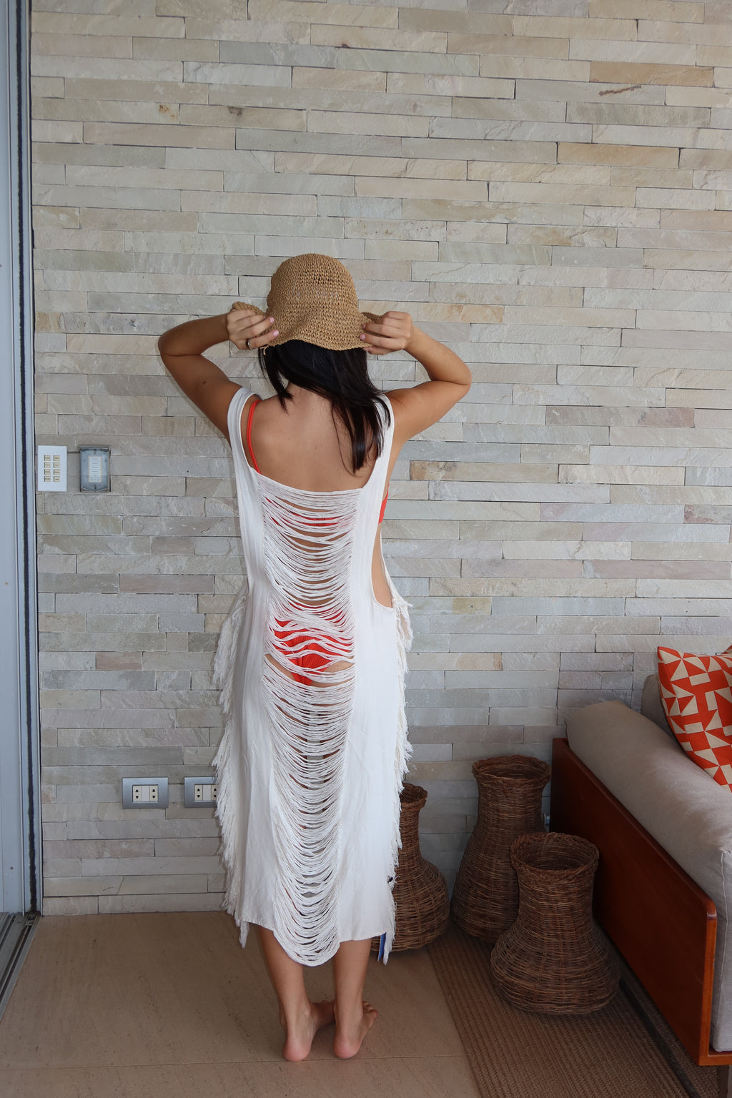 ST DOM. Cream Knit Beach Dress