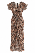 Isabel Marant Leopard Print Ruched Maxi Dress