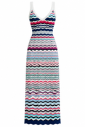  Vestido Maxi Missoni de Punto Zigzag Multicolor