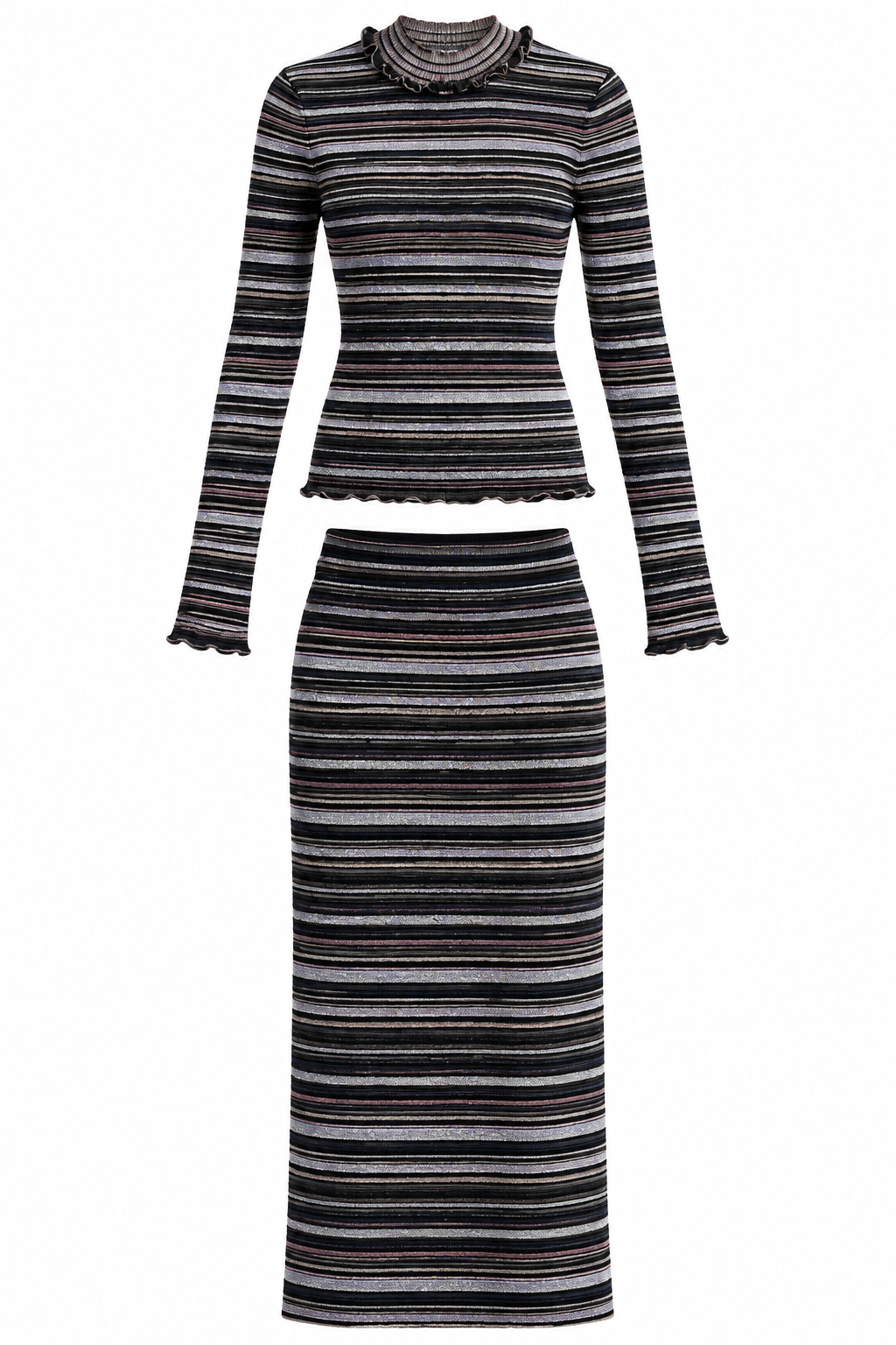 Hervé Léger Metallic Striped Knit Set