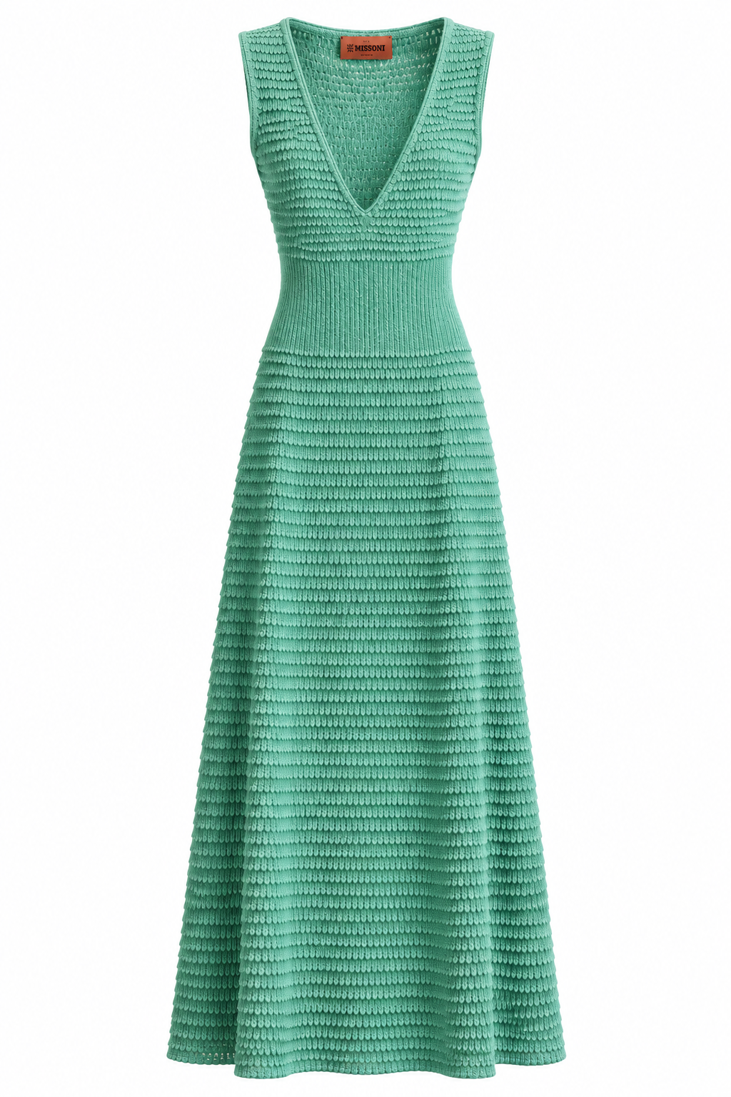 Missoni Mint Green Textured Knit Maxi Dress